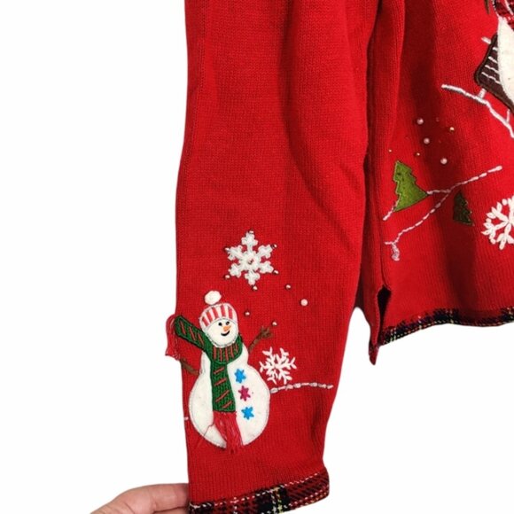Reference Point Red Snowman Ugly Christmas Sweater EUC sz L - Picture 2 of 8